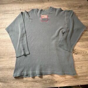 MTV Thermal Shirt Mens Size 4 L Blue Grey Waffle Knit Back Logo Vintage Canada